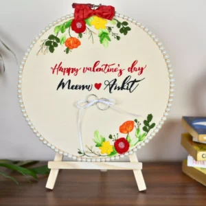 Customised Name/ Date Valentine’s Day Embroidery Hoop + Free Easel Stand