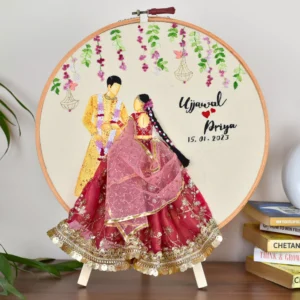 Dancing Couple Theme Custom Embroidery Hoop, Wedding Hoop, Anniversary Hoop + Free Easel Stand