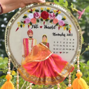 Front Face Theme Custom Embroidery Hoop, Wedding Hoop, Anniversary Hoop + Free Easel Stand