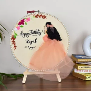 Customisable Happy Birthday Embroidery Hoop + Free Easel Stand